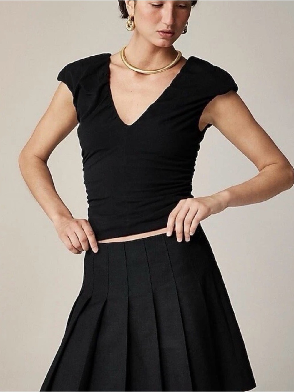 NWT! J. Crew J.Crew Ruched V Neck Top Shirt Stretch Cotton Blend Size Medium